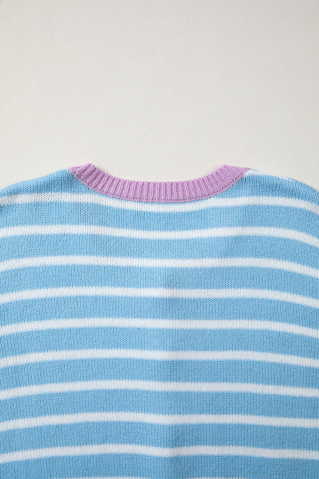 Sky Blue Stripe Contrast Trim Button Down Casual Sweater Cardigan