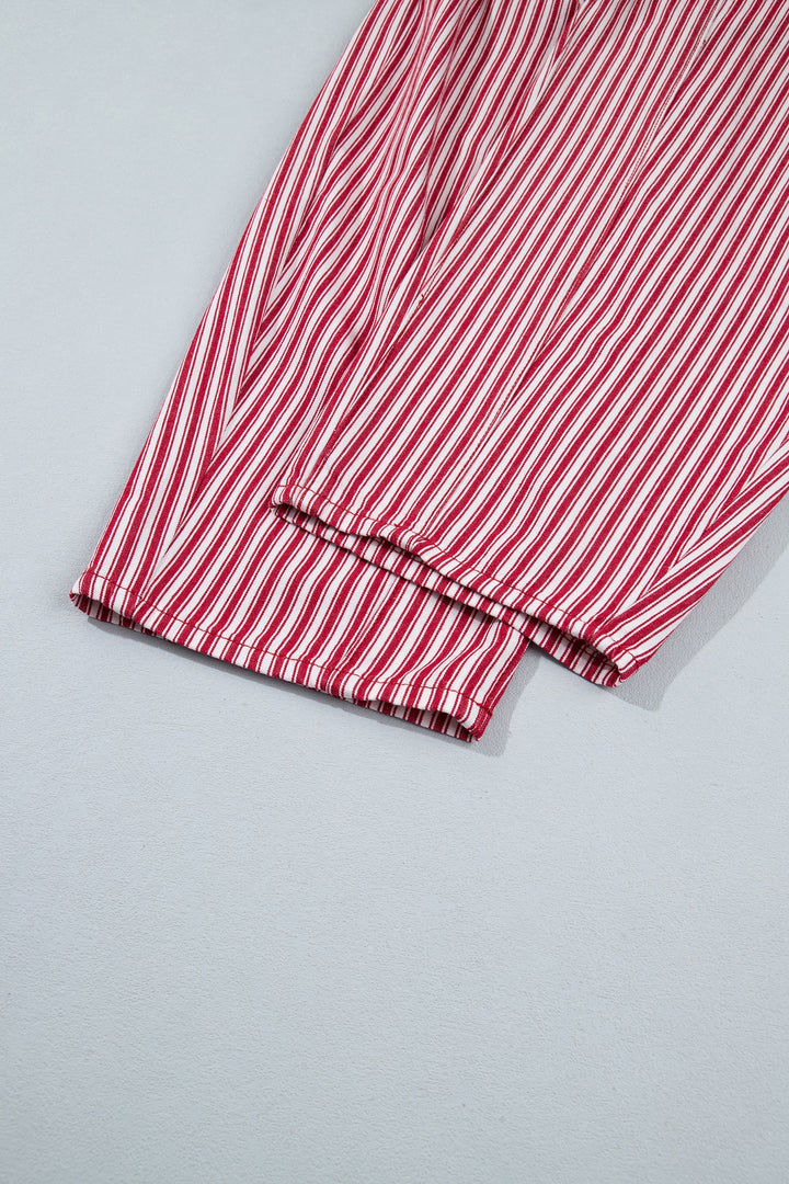 Red Stripe Drawstring Casual Loose Pants
