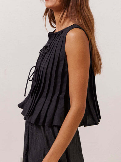 Lovelet Pleated Tied Round Neck Vest