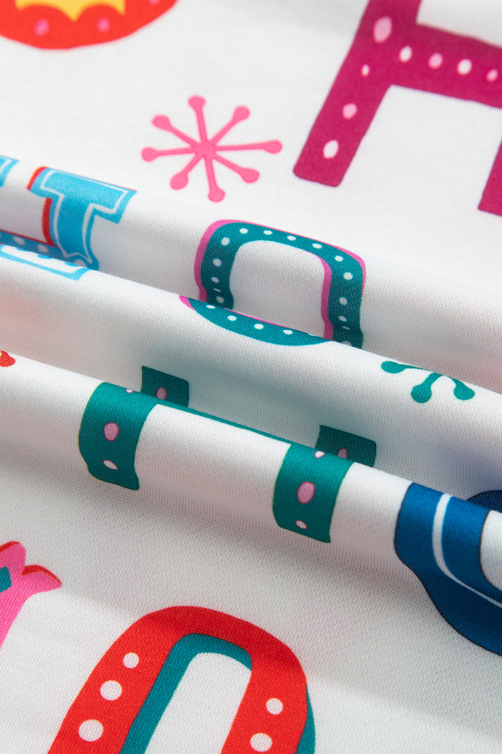 Multicolour Ho Ho Ho Print Long Sleeve Lounge Set