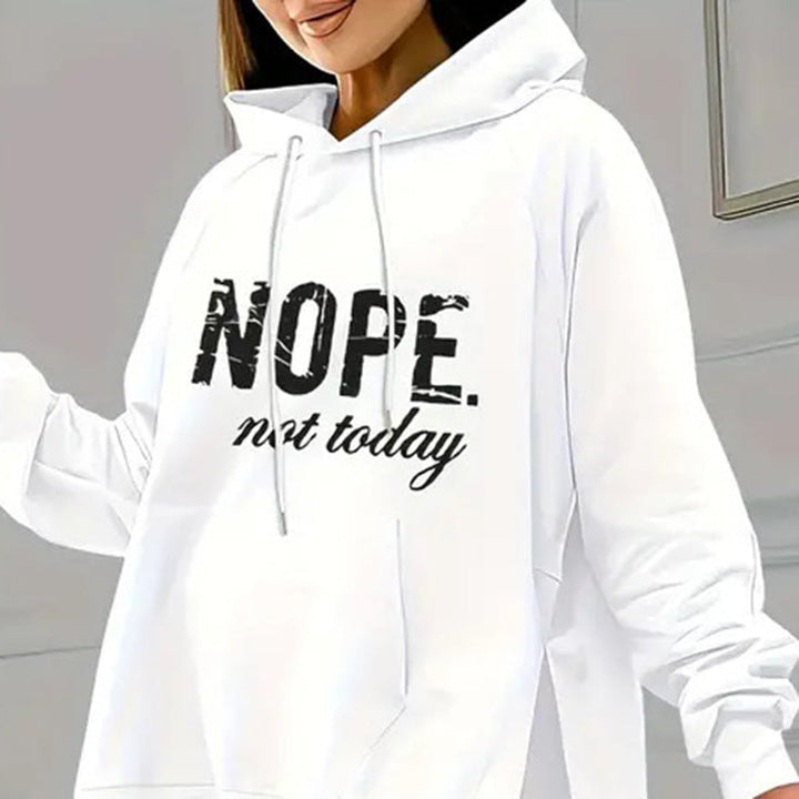 Casual 2-Piece Set Solid Color Leggings &amp; Letter Print Hooded Sweatshirt
