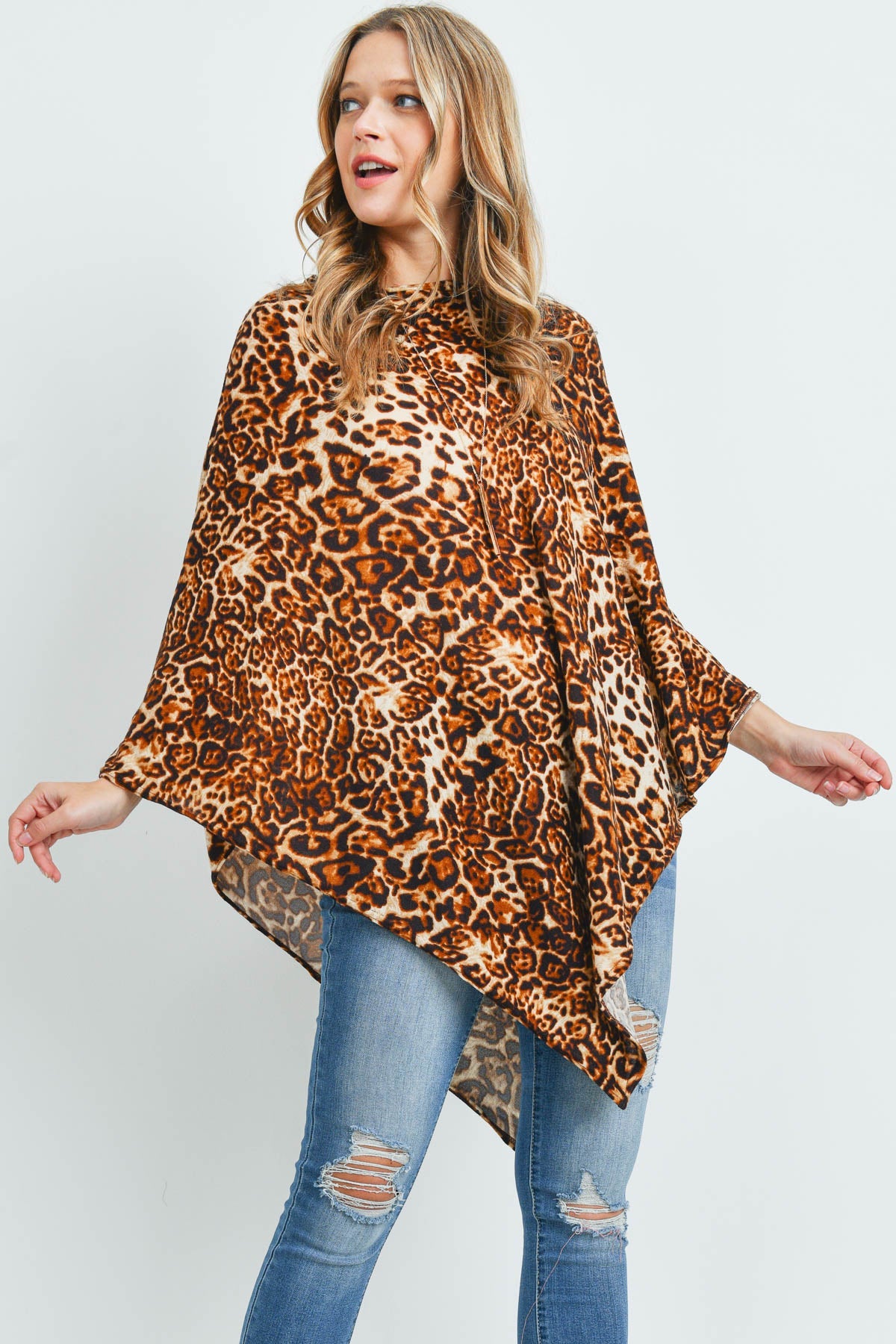 Ms0165 -All Year Round Leopard Poncho