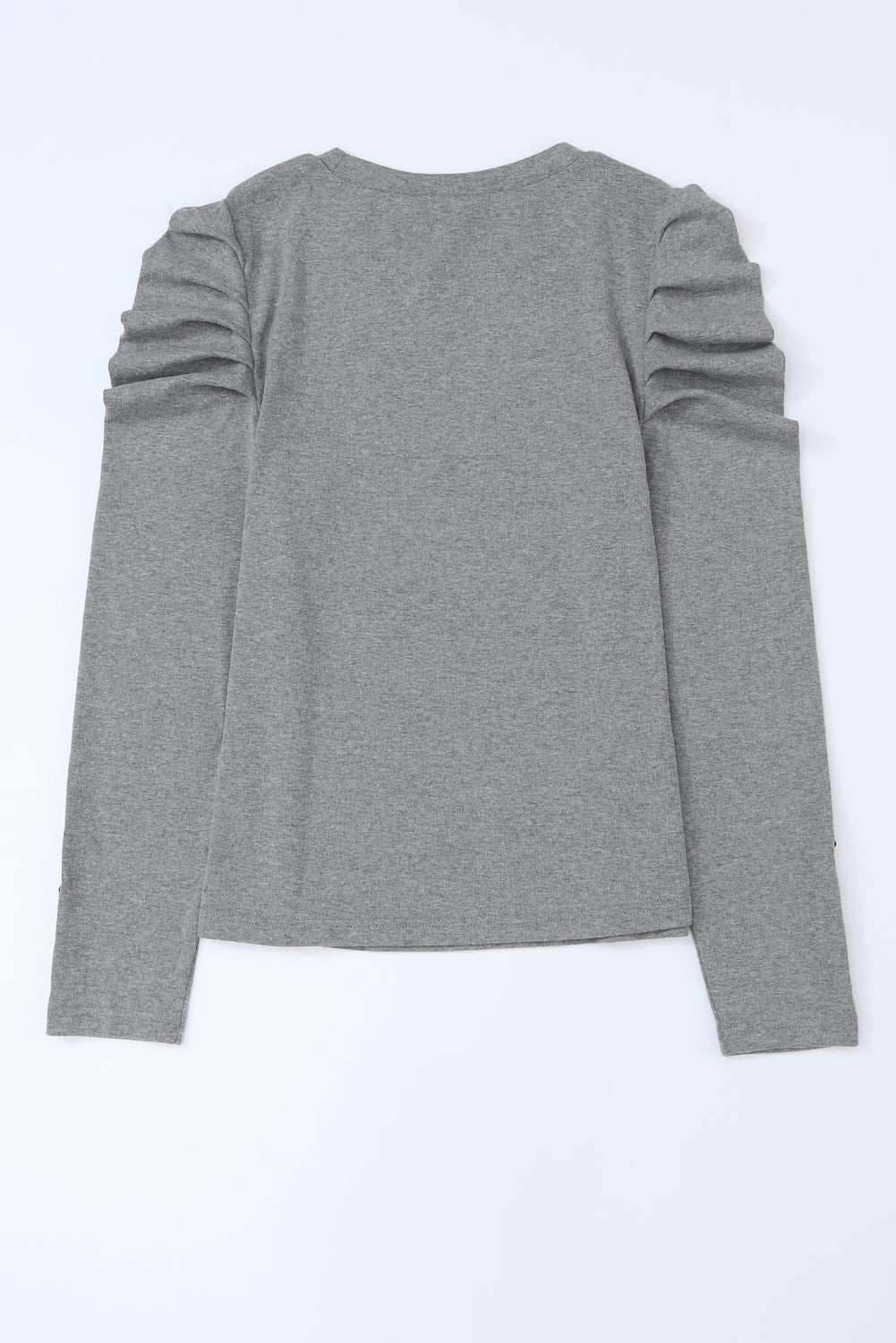 Gray Buttoned Puff Long Sleeve Sheath Top