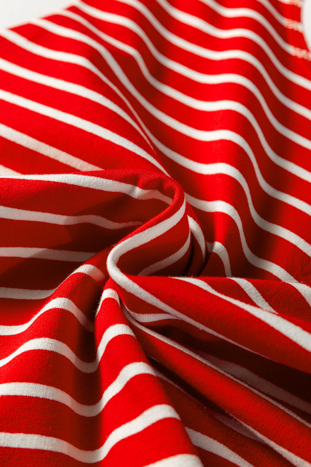 Red Stripe Ribbed Round Neck Trim Loose Tank Top