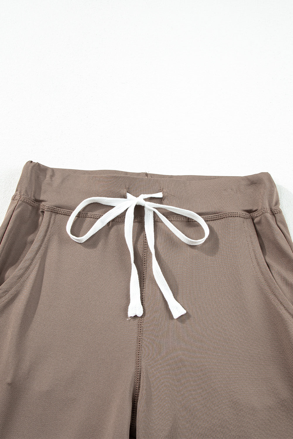 Dark Brown Drawstring Waist Pocketed Joggers