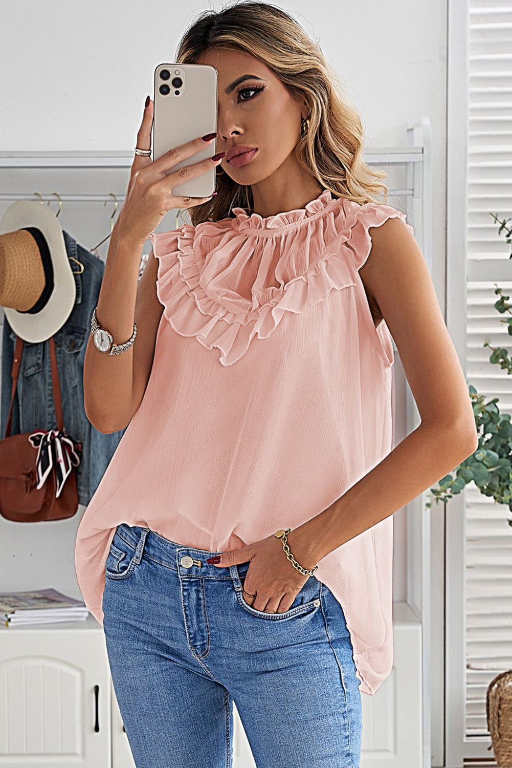 Frilled Detail Tulle Tank Top