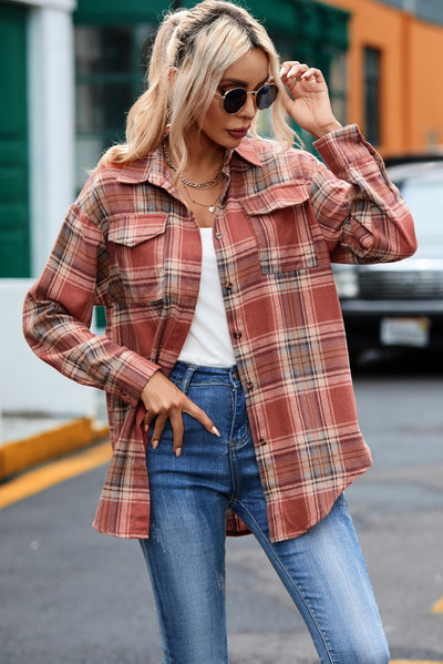 Multicolor Plaid Print Flap Pocket Shirt