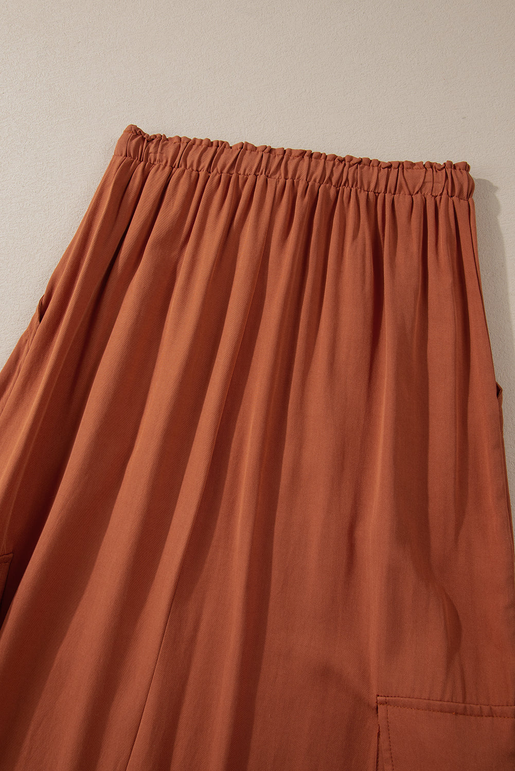 Chestnut Cargo Pocket Drawstring Waist Maxi Skirt