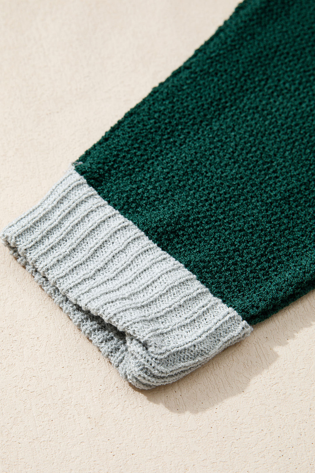 Evergreen Color Block Knit V Neck Loose Sweater