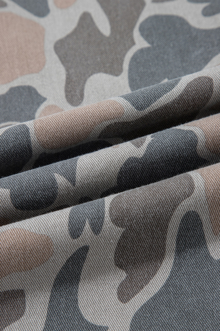 Multicolour Plus Size Camouflage Print High Rise Barrel Jeans