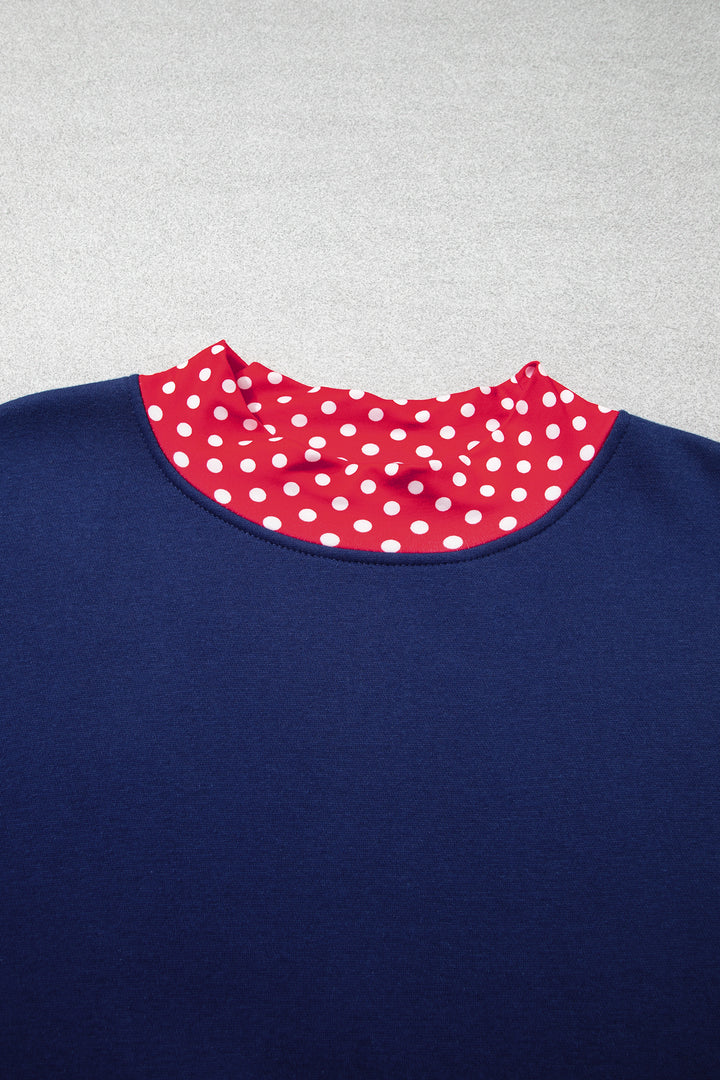 Orange Polka Dot Patchwork Round Neck Plus Size Sweatshirt
