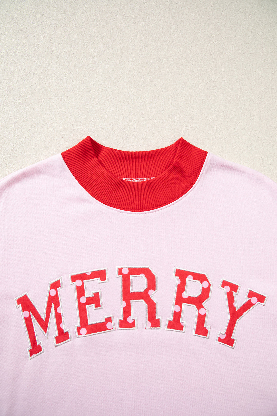 Pink Polka Dot Letter Graphic Colorblock Tunic Sweatshirt