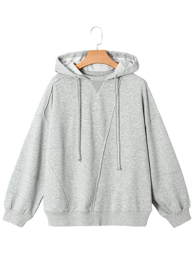 Gray Active Patchwork Detail Warm Winter Hoodie