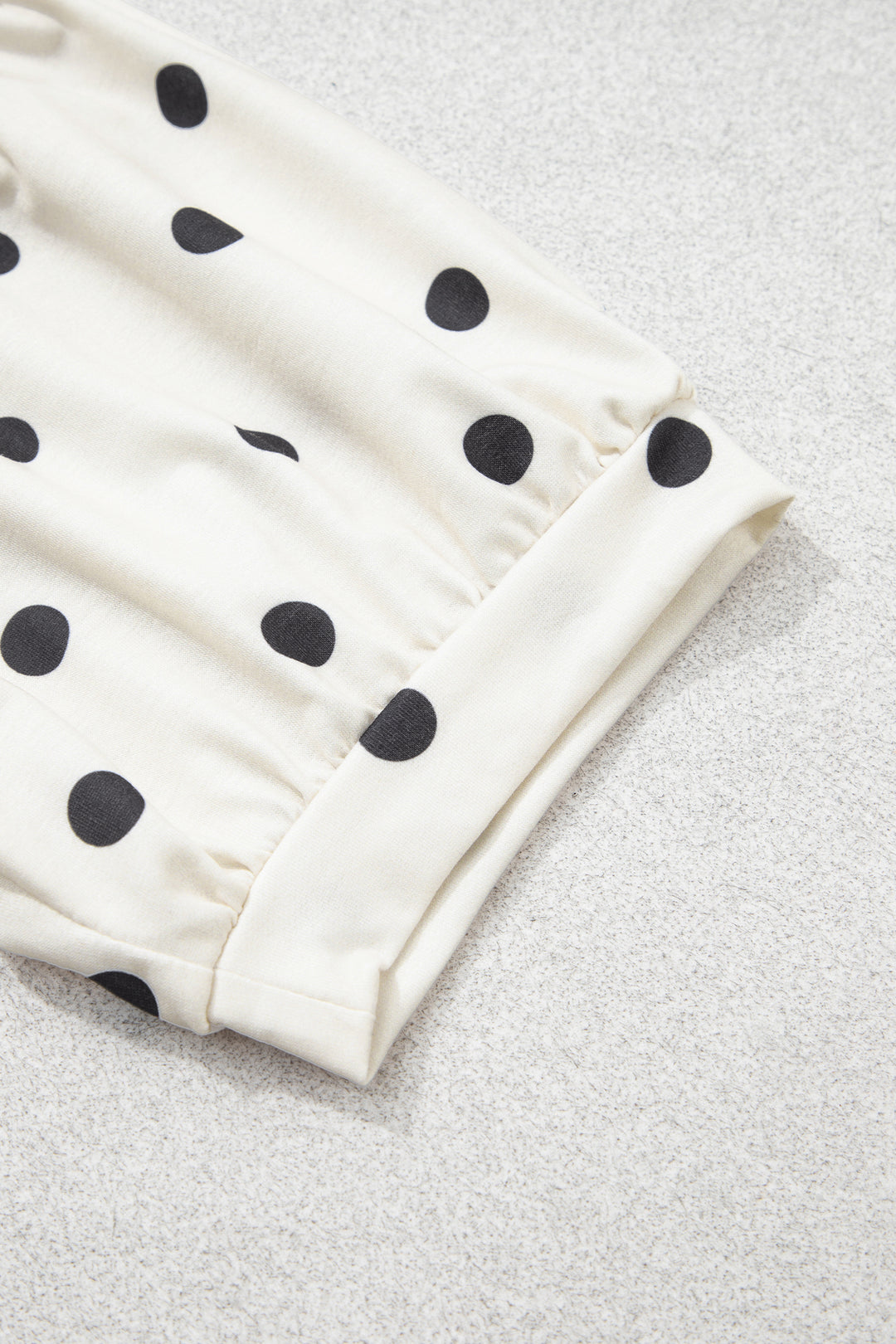 Beige Polka Dot Half Sleeve Loose Top Elastic Waist Casual Pants Set