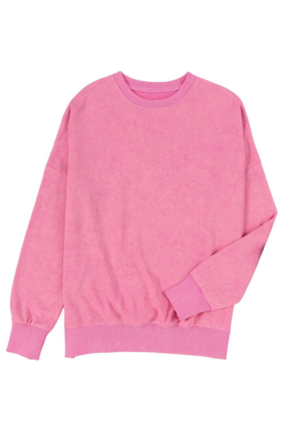 Pink Drop Shoulder Ribbed Trim Oversized Sweatshirt