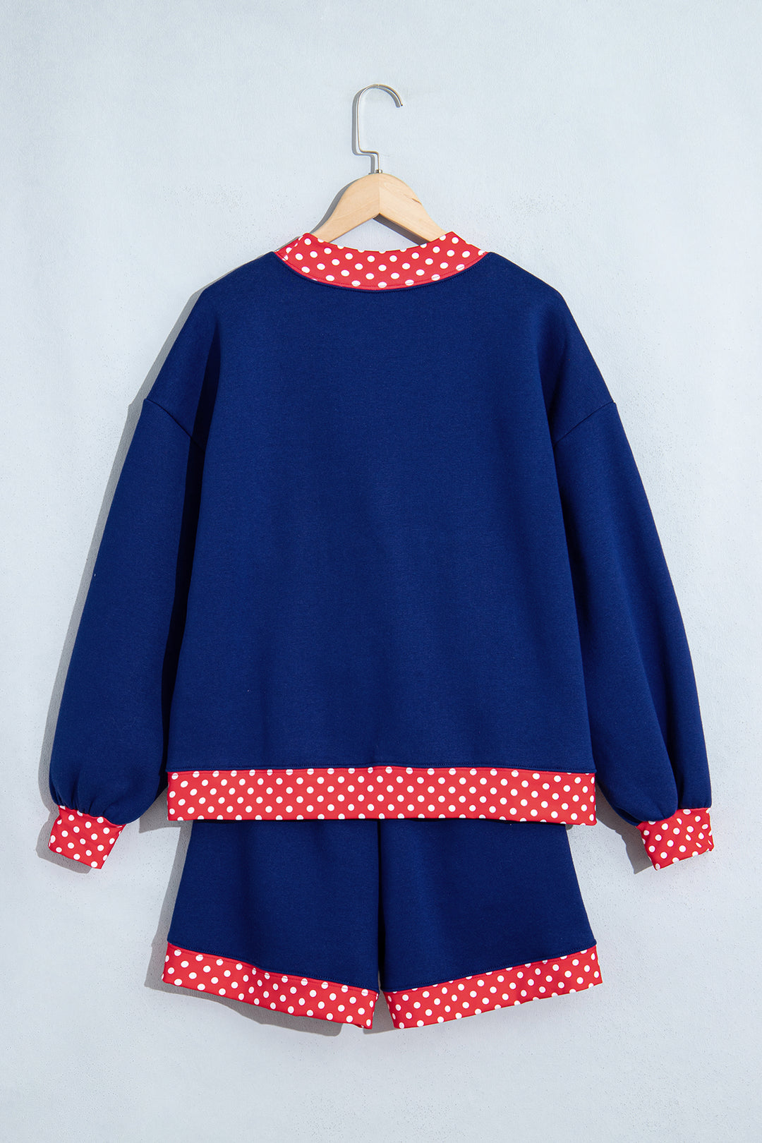 Carrot Gingham Trim Baggy Pullover 2pcs Short Set