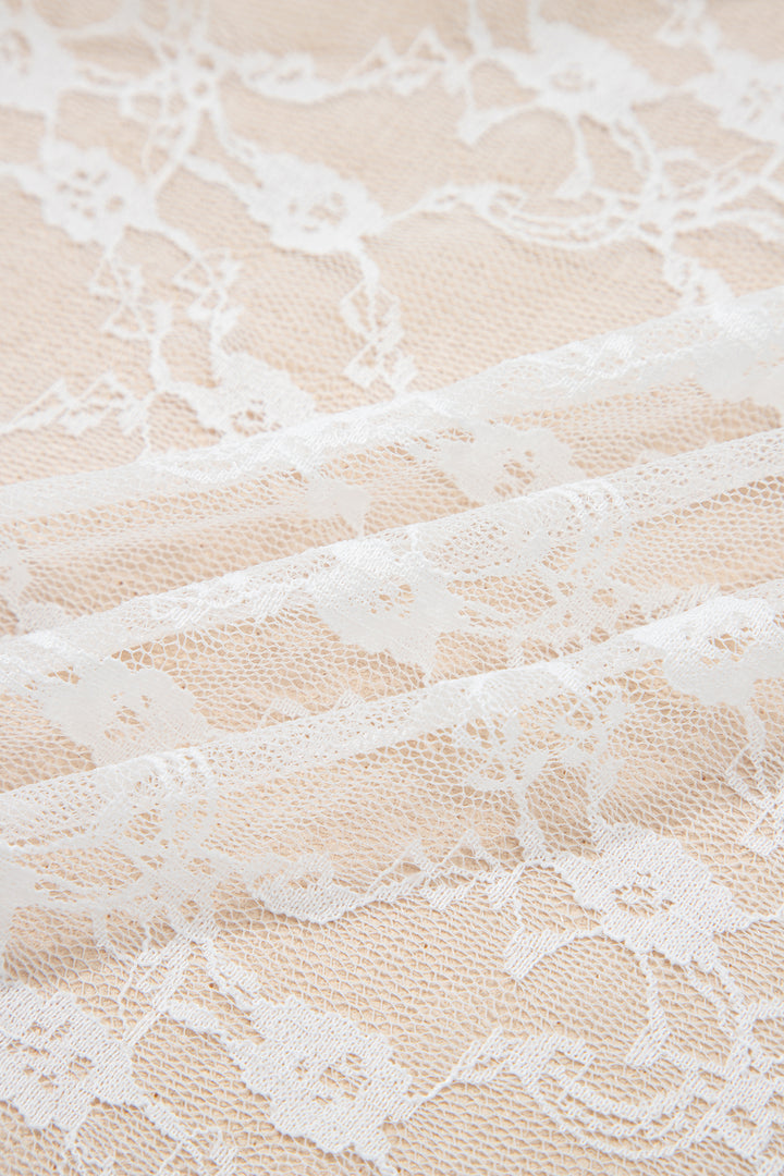 White Sheer Lace Frilly Ruffles High Low Long Skirt