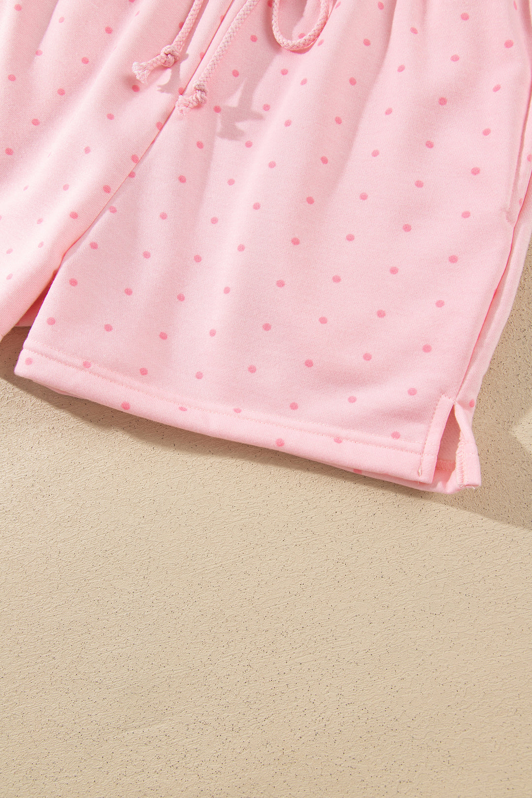 Pink Polka Dot Printed Oversized Hoodie Casual Shorts 2pcs Set