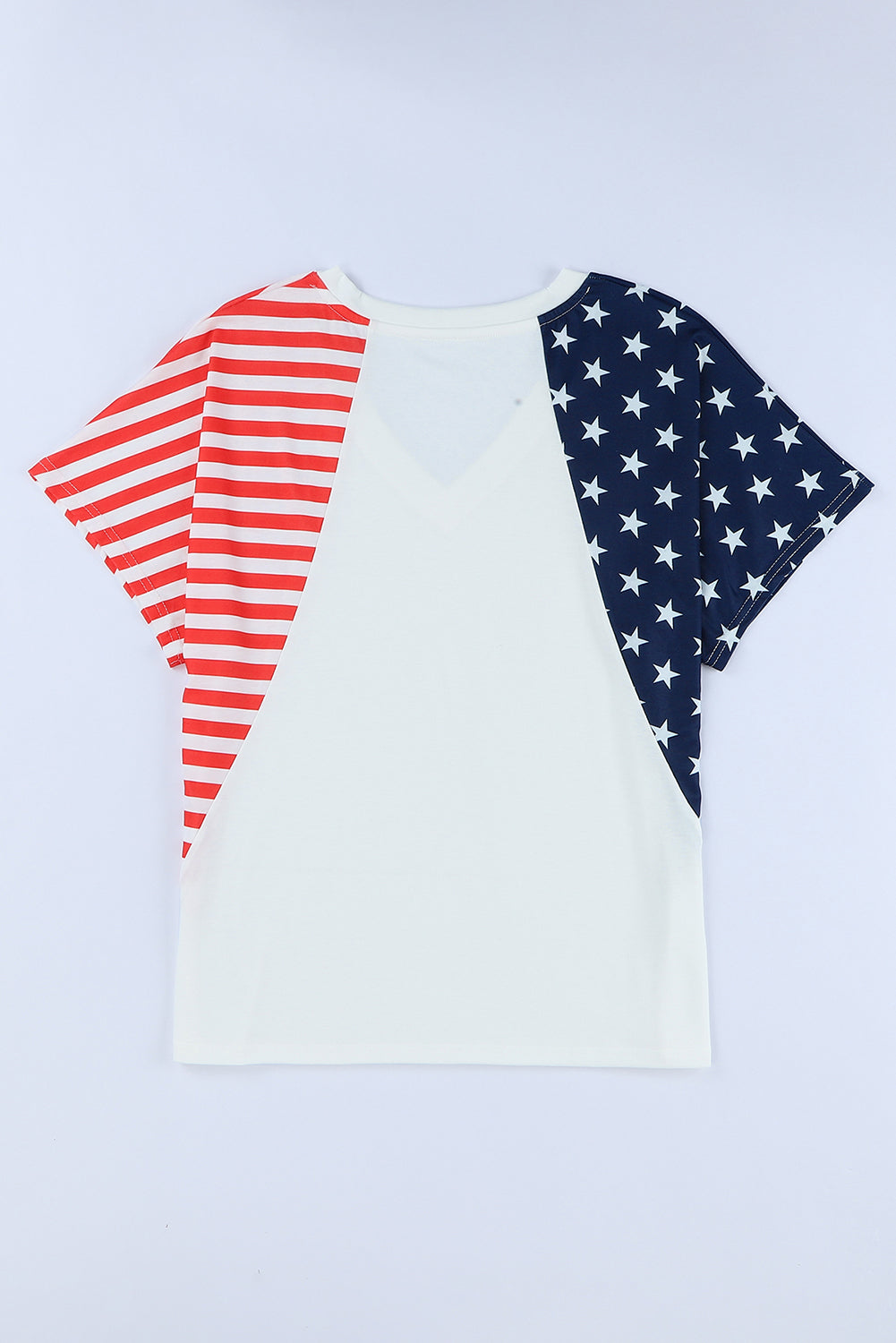 White The US Stars and Stripes V Neck Tee