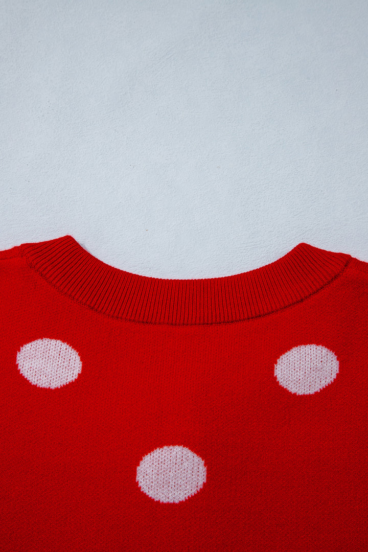 Bluing Casual Polka Dot Button Front Long Sleeve Sweater Cardigan