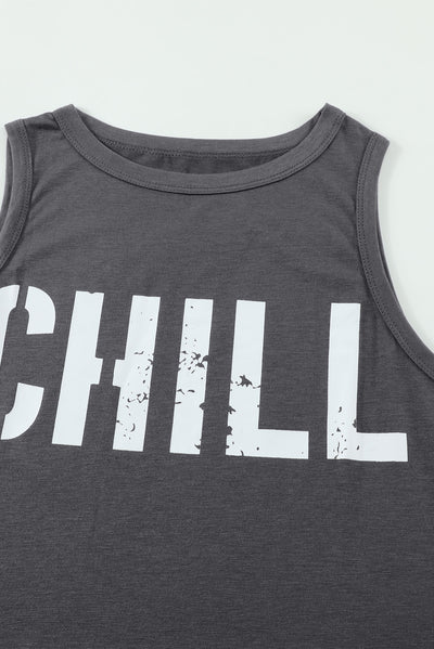 Gray CHILL Graphic Print Tank Top