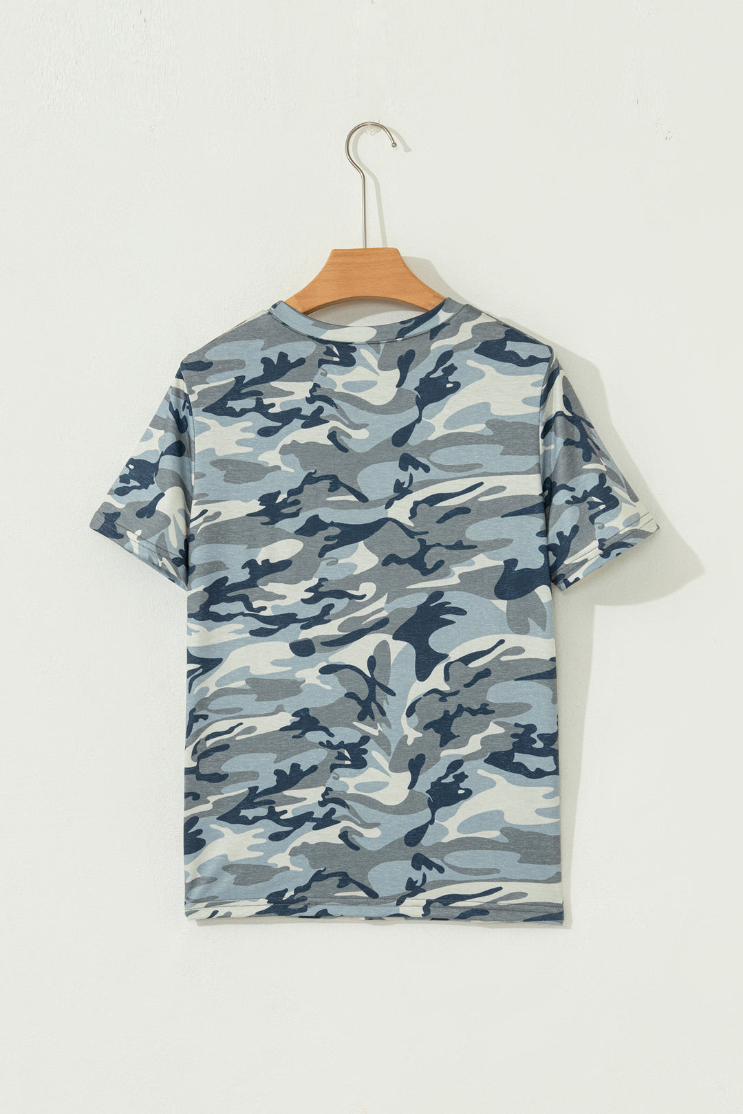 Green Camouflage Print Crew Neck T Shirt