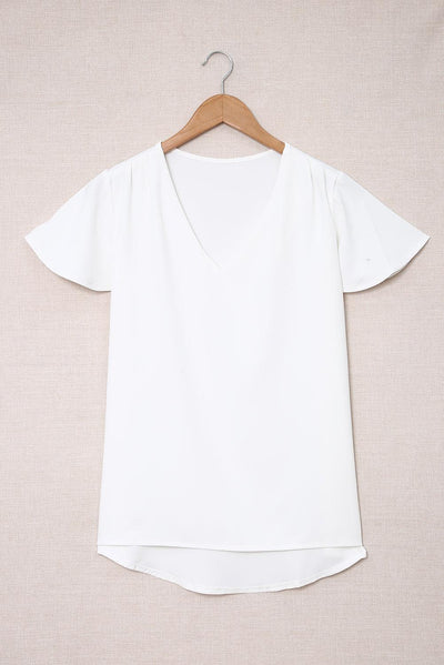 White V Neck Short Sleeve Tee