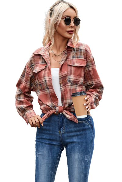 Multicolor Plaid Print Flap Pocket Shirt