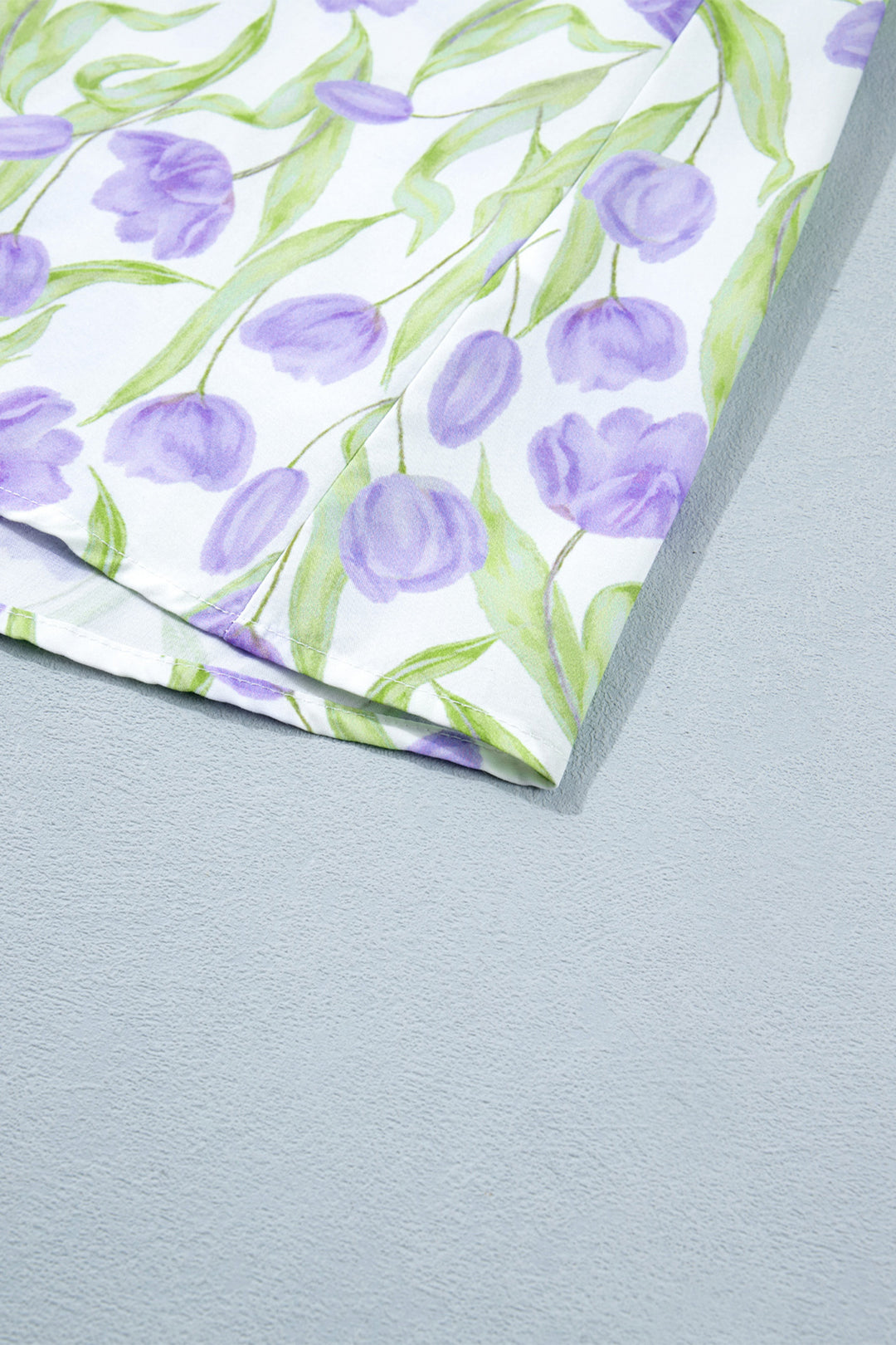 Purple Tulip Floral Print Contrast Trim Midi Dress