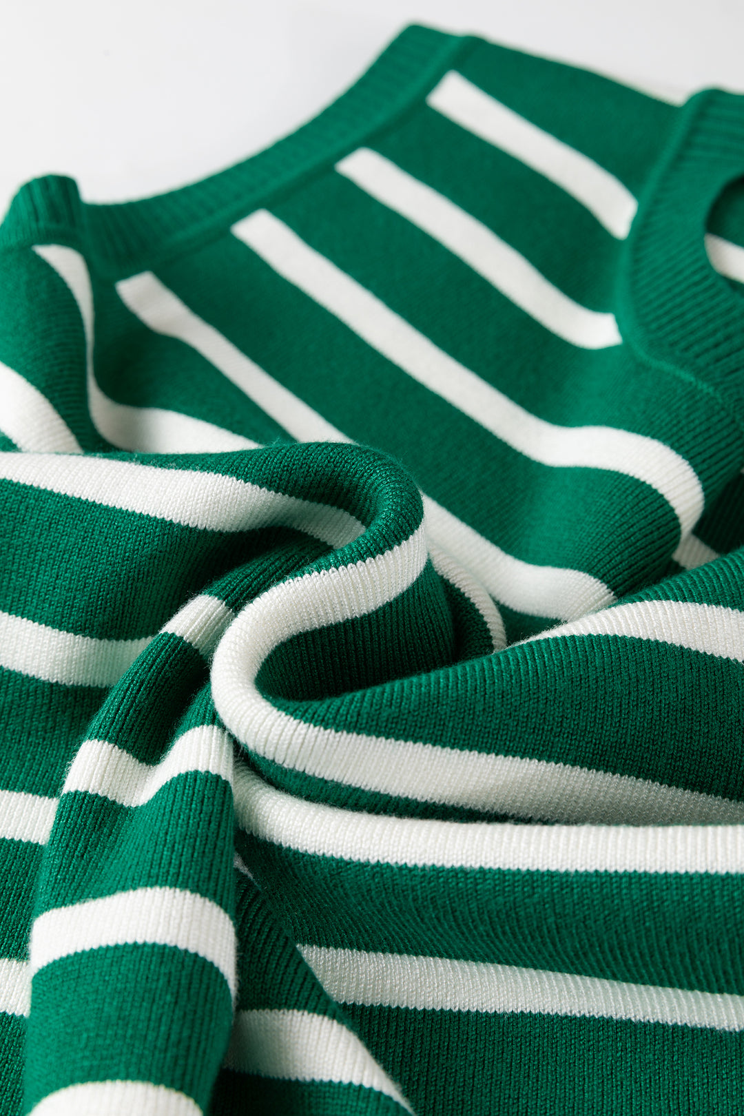 Green Stripe Crew Neck Sleeveless Sweater Vest