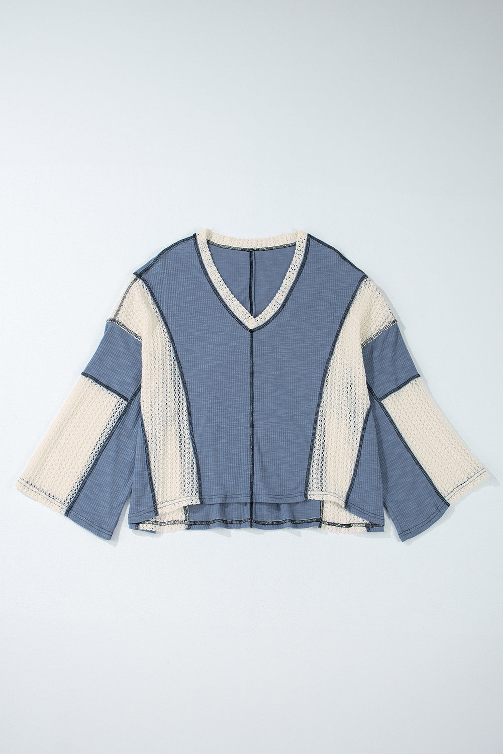 Ruby Crochet Detail Exposed Seam High Low Loose Top