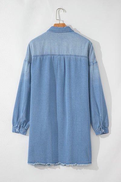 Beau Blue Risen Medium Washed Denim Shirt Dress