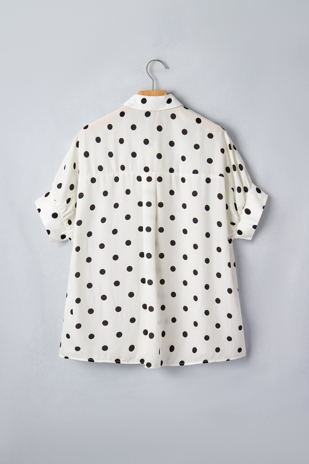Beige Polka Dot Print Loose Dolman Shirt