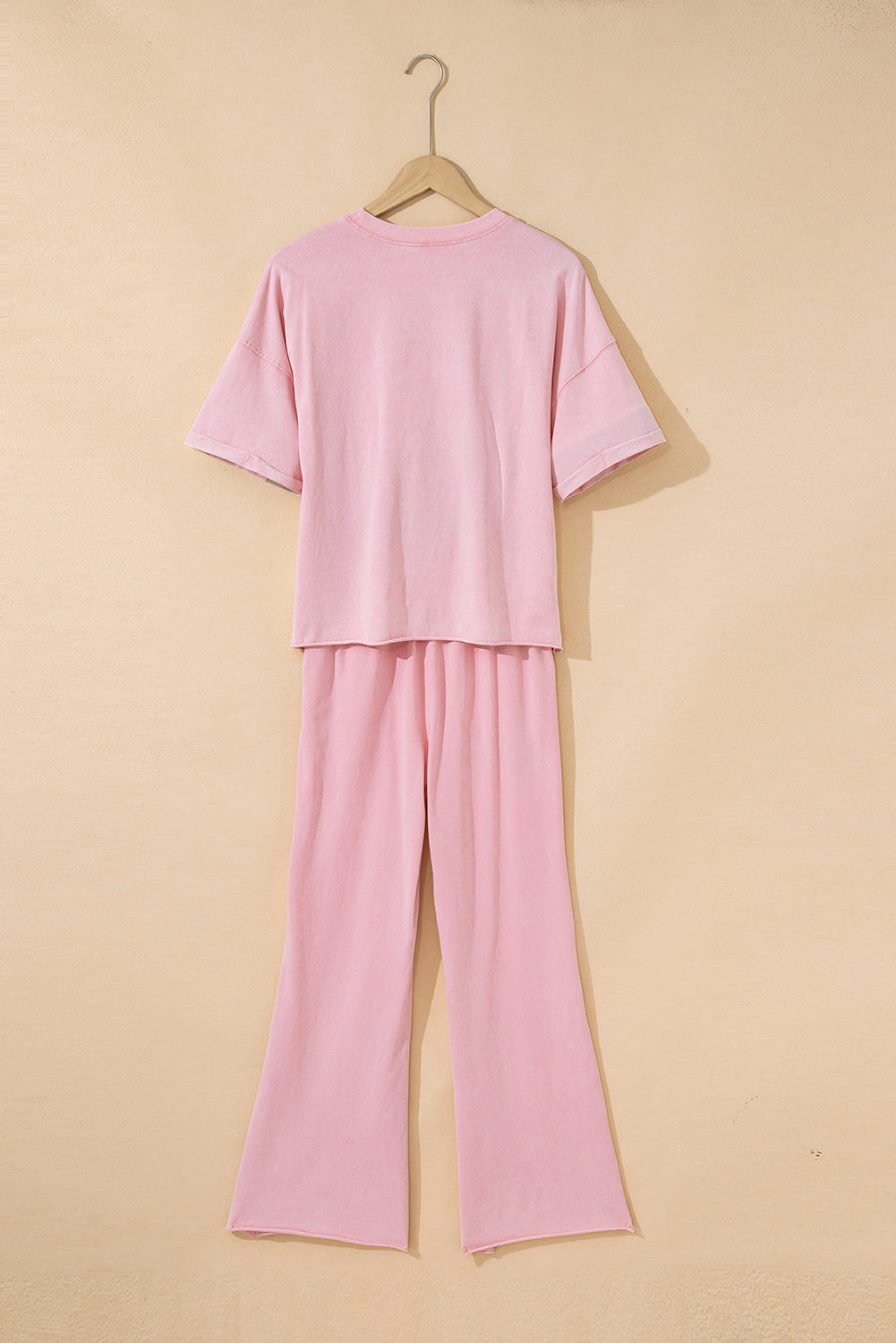 Arabella Acid Wash Star Patched Rolled Trim Pants Set