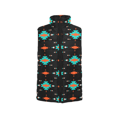 Turquoise Orange Aztec Women's Western Puffy Vest