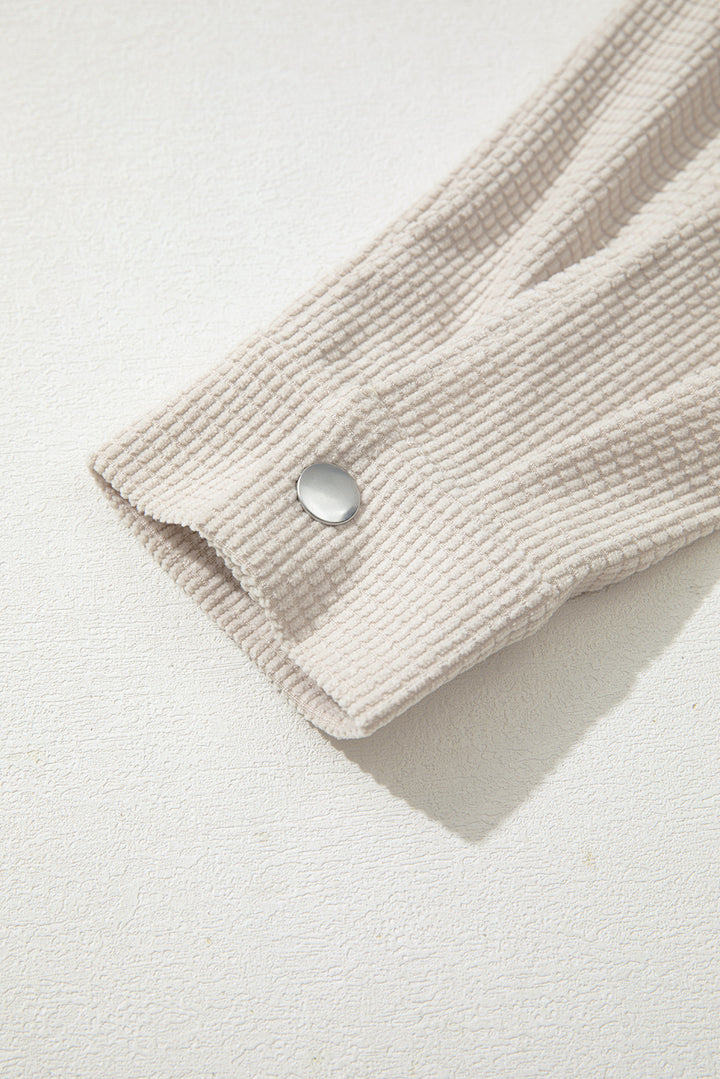 Beige 2 in 1 Thermal Knit Textured Hooded Jacket