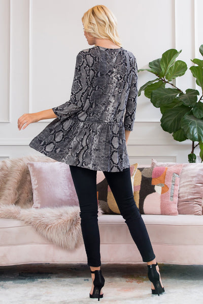 Fierce Look Snake Skin Ruffled Tunic