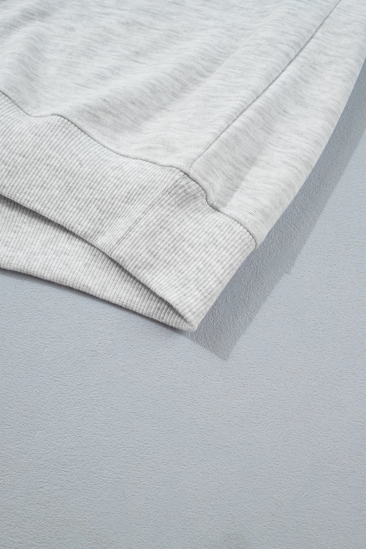 Light Grey Game Day Letter Embroidery Long Sleeve Round Neck Sweatshirt