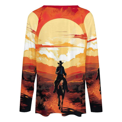 Baha Ranch Western Print Long Sleeve Top