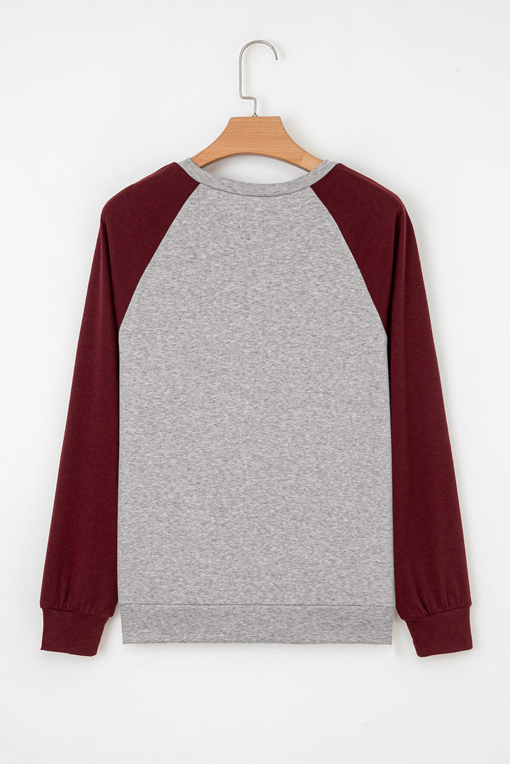 Red Dahlia Colorblock Raglan Long Sleeve T Shirt