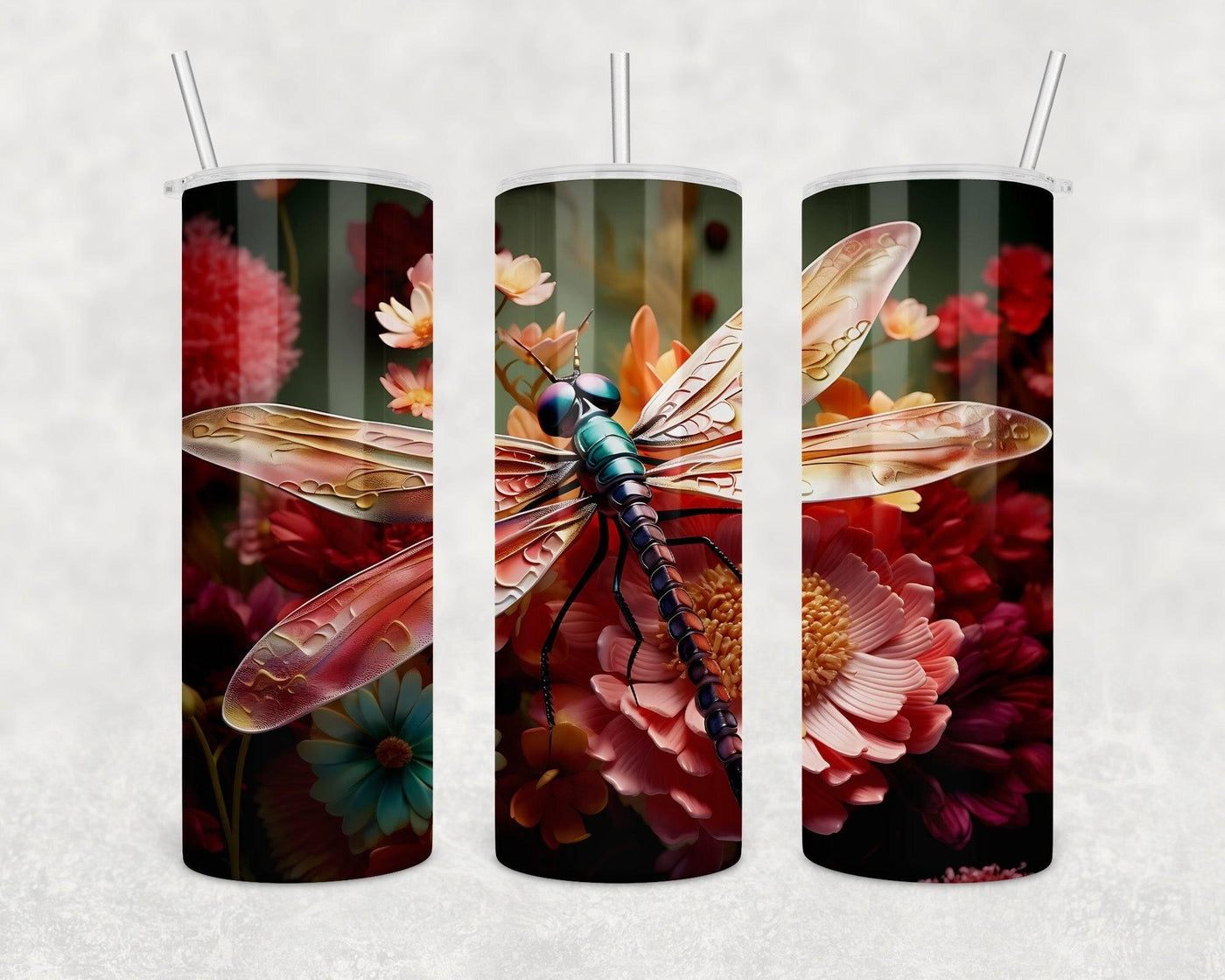 3D Dragonfly 20oz Skinny Tumbler