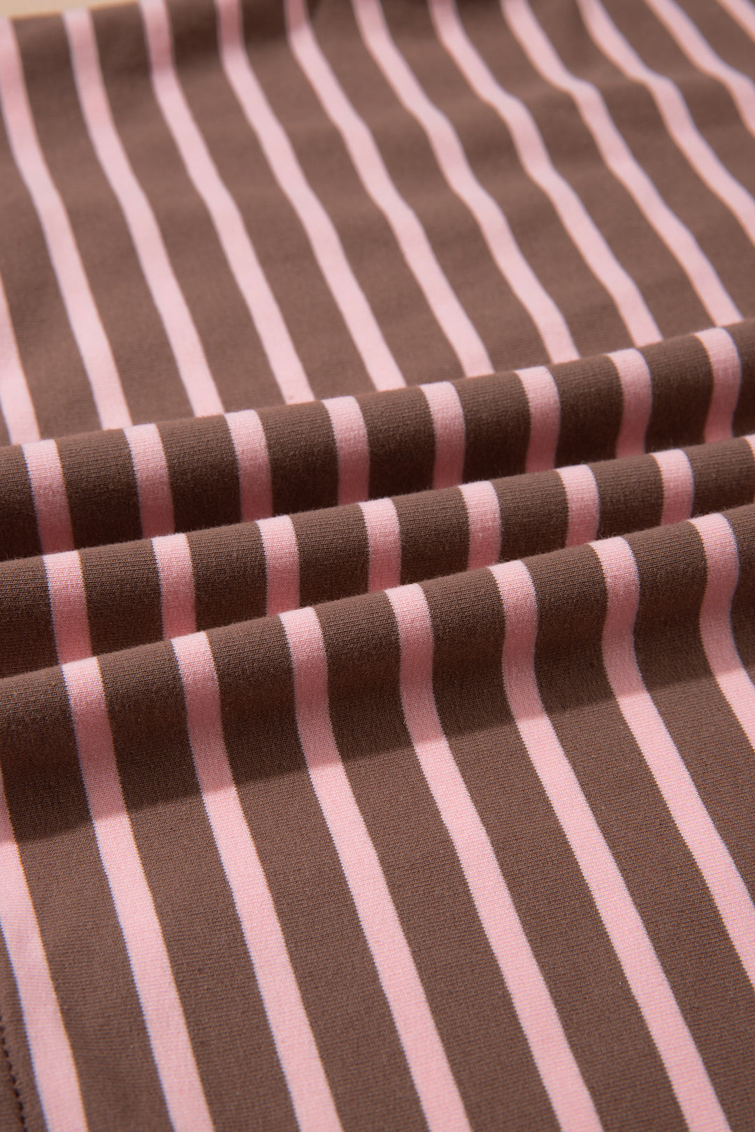 Brown Stripe Striped Drawstring Waist Long Sleeve Top Mini Skort Set