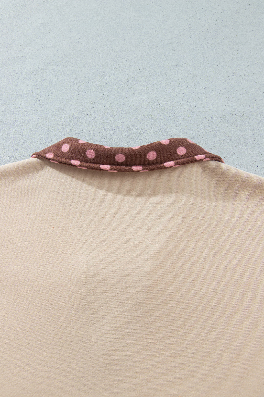 Brown Polka Dot Contrast Baggy Pullover and Elastic Waist Shorts 2pcs Set