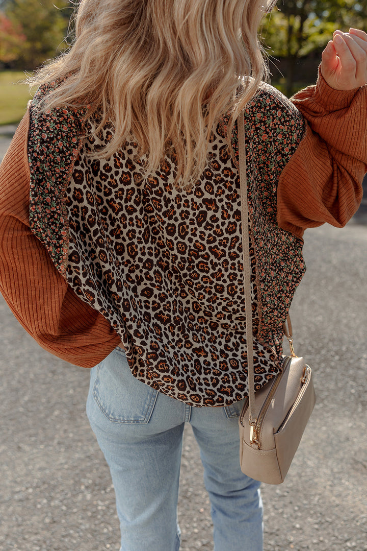 Natalie Leopard & Floral Patchwork Loose Top