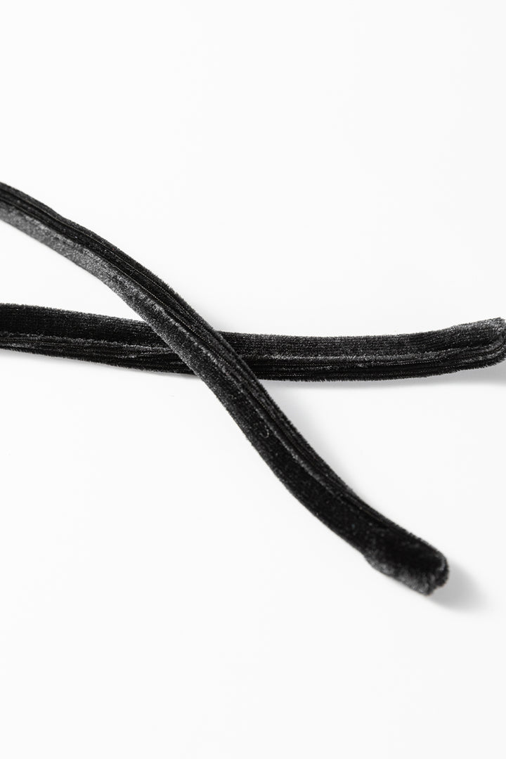 Black Shiny Velvet Drawstring High Waist Straight Leg Casual Pants