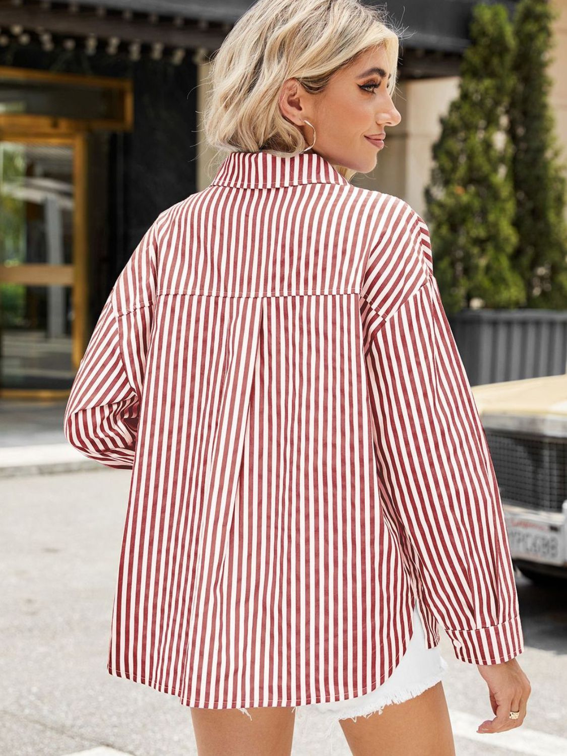 Striped Button Up Long Sleeve Shirt