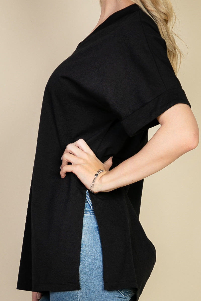 Batwing Sleeve Side Slit Oversized Tee (CAPELLA)