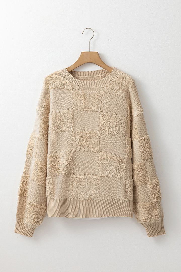 Emily Checkered Sherpa Loose Sweater