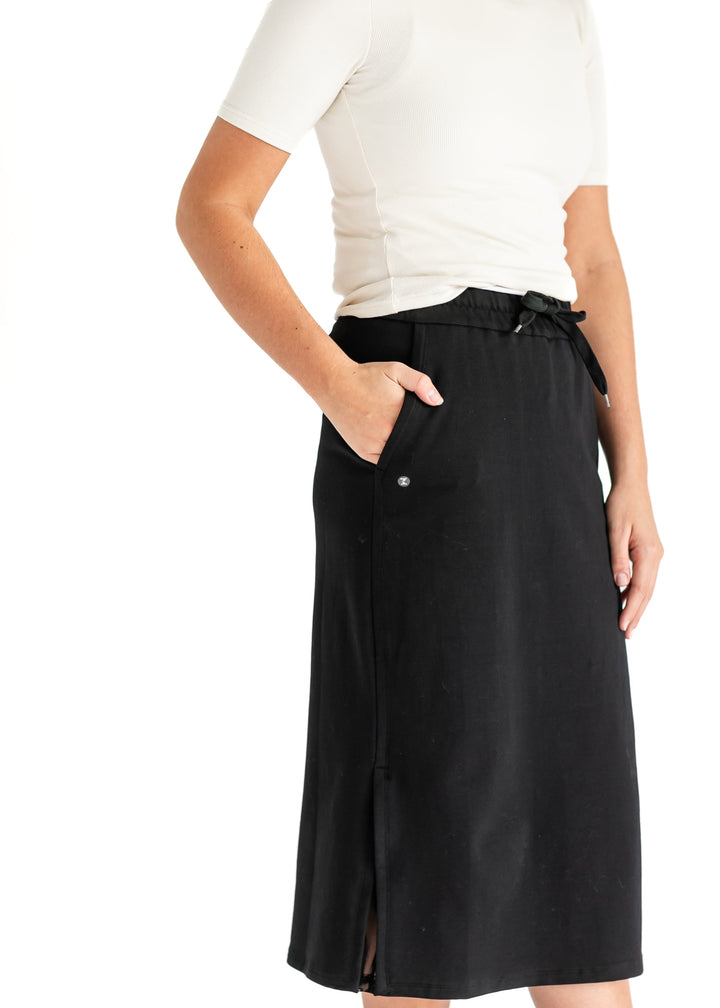 Abbie Mesh Detail Knit Midi Skirt