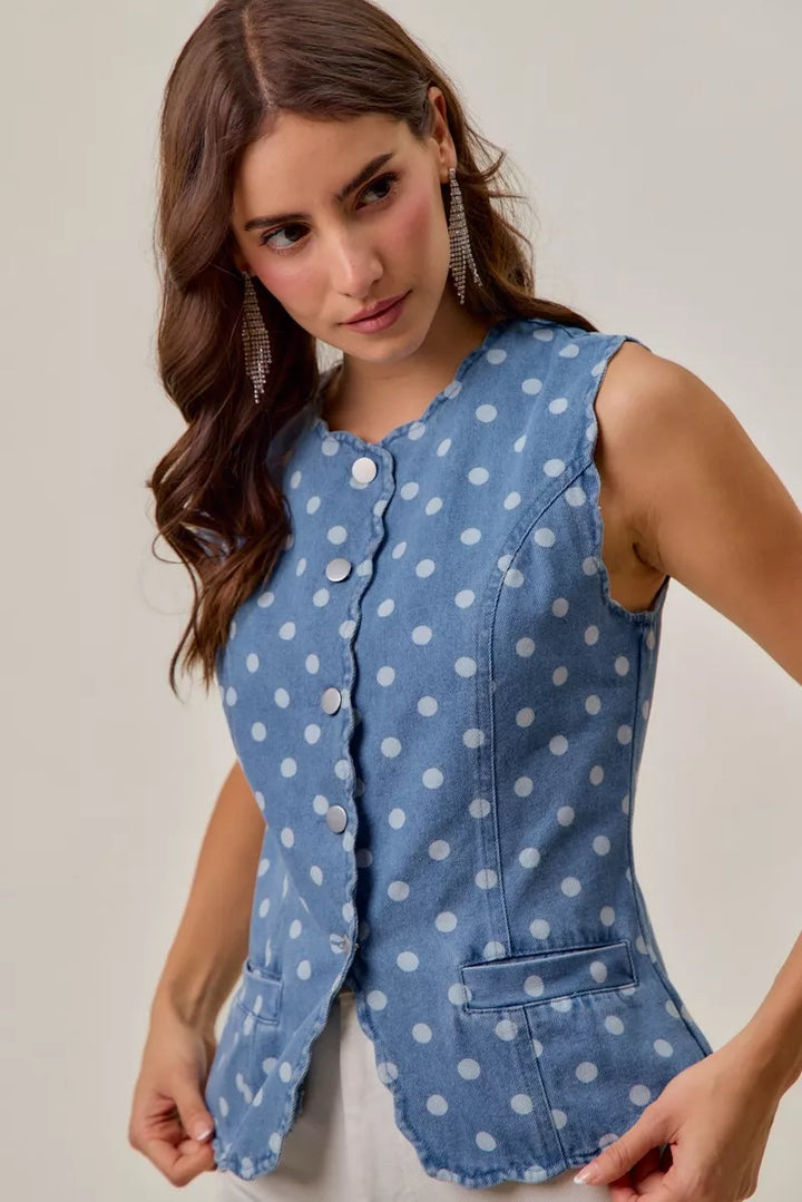 The Darling Dot Button Vest Top
